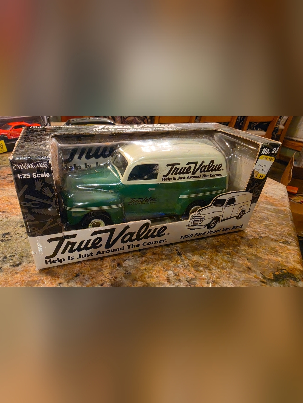 True Value 1950 Ford Panel Van Bank - Green & Cream Diecast Model